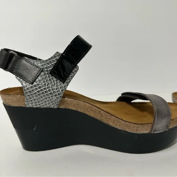 NAOT Womens Sandals Sz 39 (US 8) Wedge Ankle Strappy Embossed Animal Print Boho - Picture 12 of 13